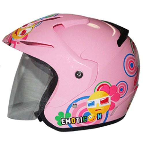 EROE (Emoticonku Pink) - Full Graphic - Half Face Helmet