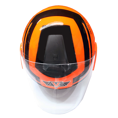AVS Retro (Flourescent Orange) - Skyline - Half Face Helmet