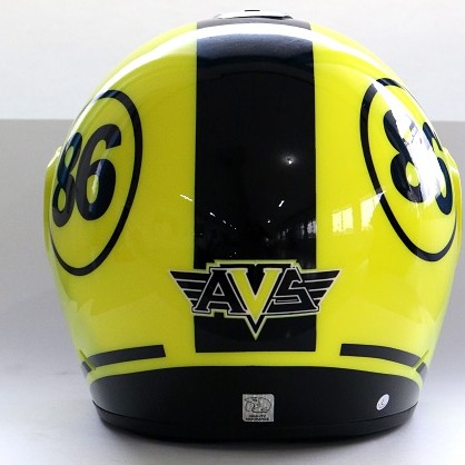 AVS Retro 86 (Yellow Flourescent) - Full Graphic - Half Face Helmet