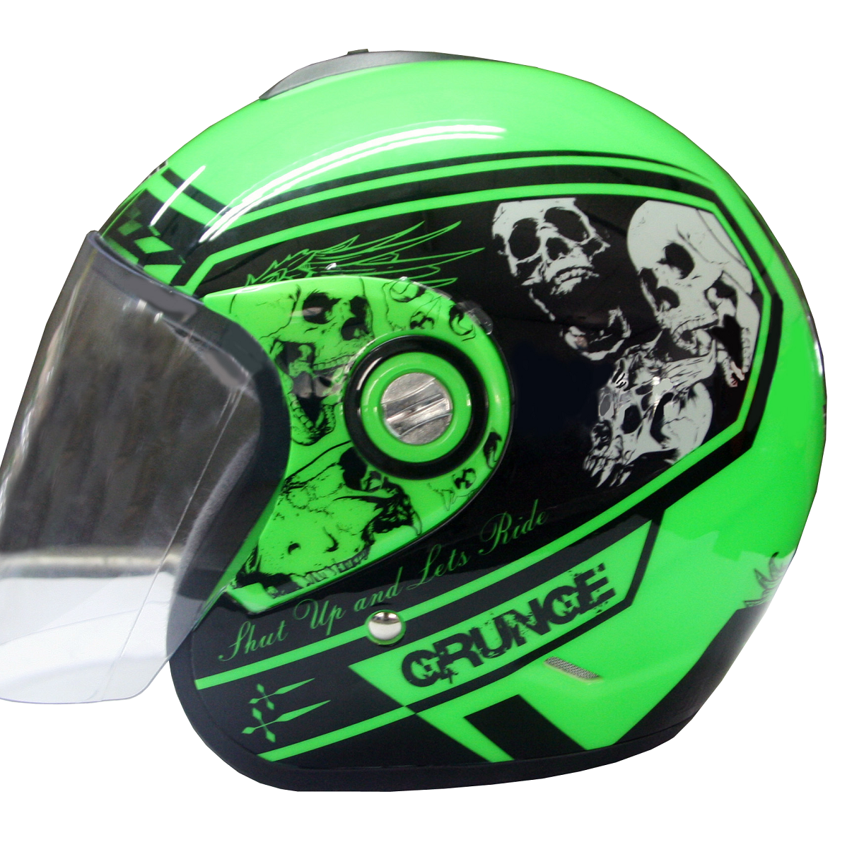 AVS Retro (Green Flourescent) - Grunge - Half Face Helmet