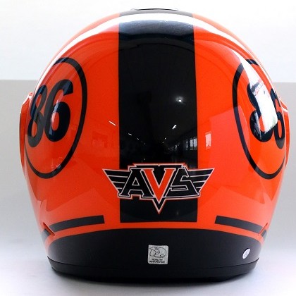 AVS Retro 86 (Orange Flourescent) - Full Graphic - Half Face Helmet