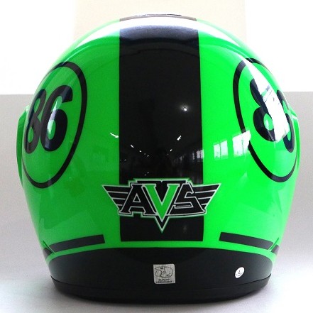 AVS Retro 86 (Green Flourescent) - Full Graphic - Half Face Helmet