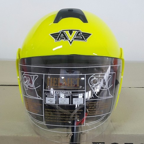 AVS Retro (Yellow Flourescent) - Solid - Half Face Helmet
