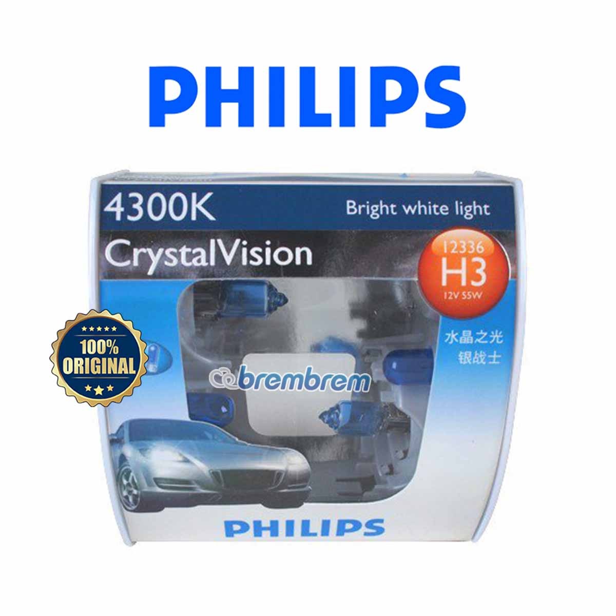 PHILIPS CRYSTAL VISION H3 (4300K) - LAMPU HALOGEN