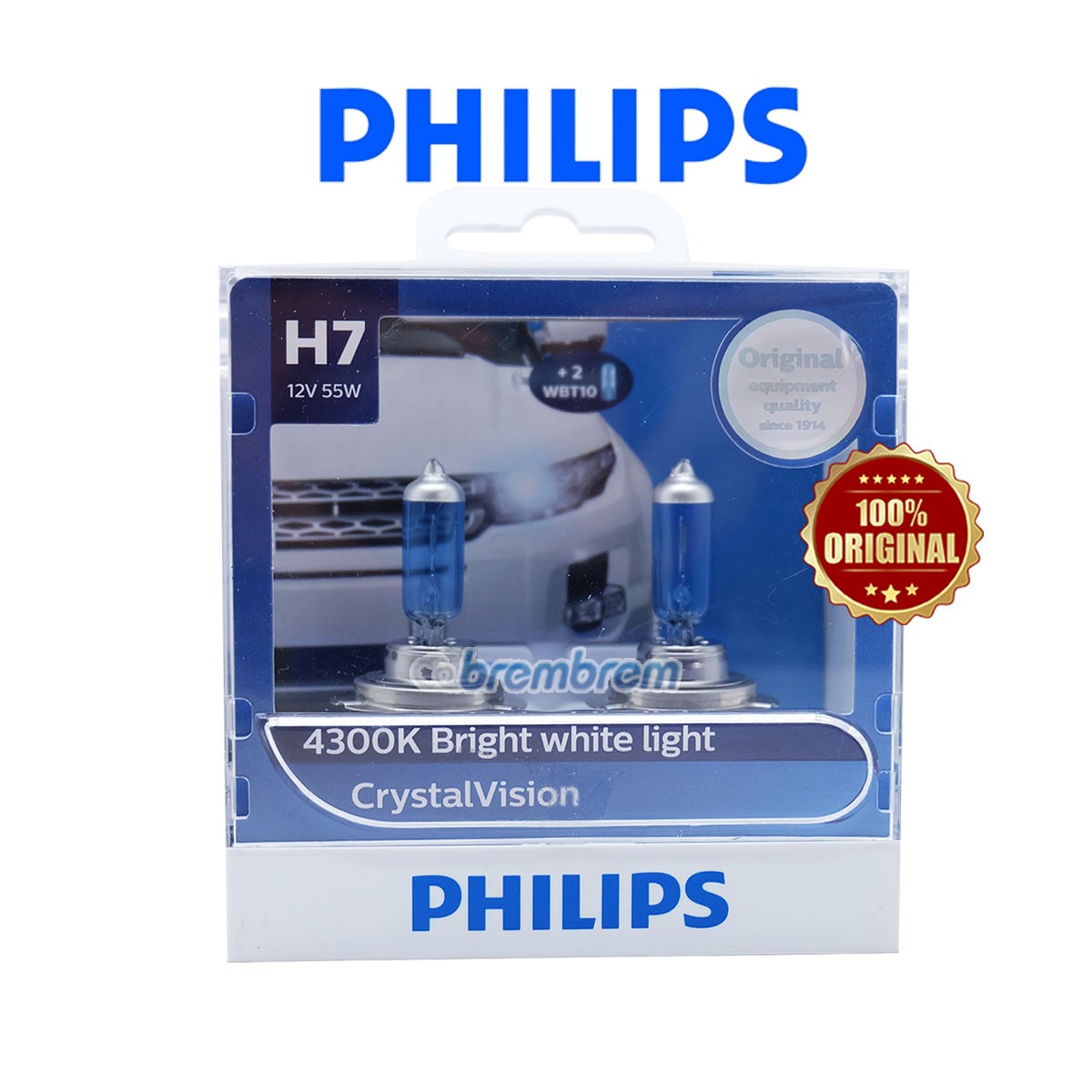 PHILIPS CRYSTAL VISION H7 (4300K) - LAMPU HALOGEN