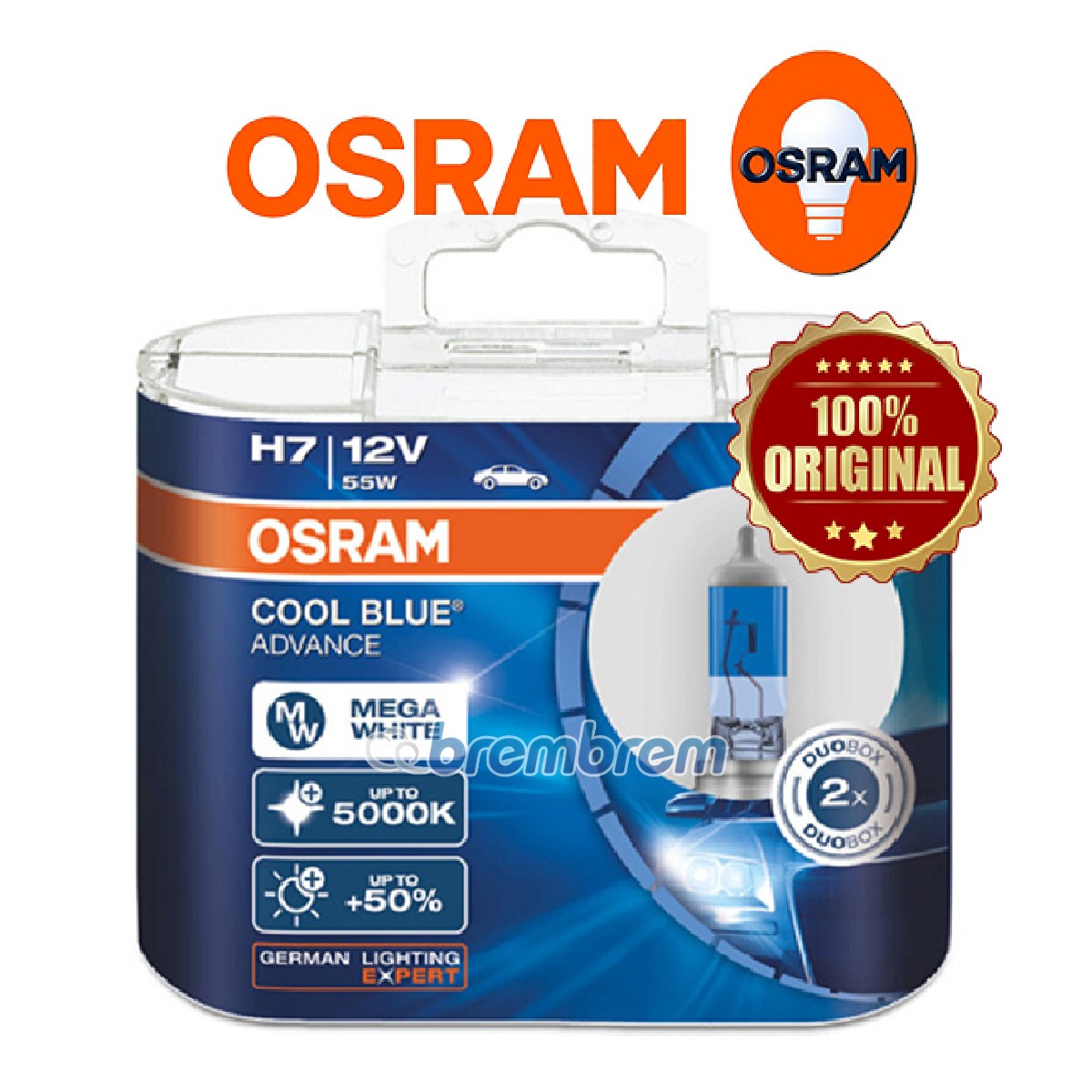 OSRAM COOL BLUE ADVANCE H7 (5000K) - LAMPU HALOGEN