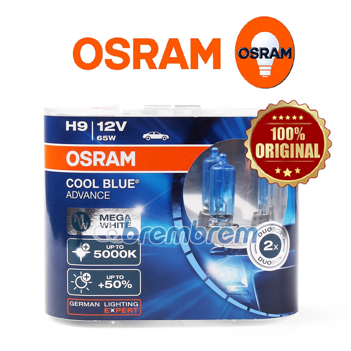 OSRAM COOL BLUE ADVANCE H9 (5000K) - LAMPU HALOGEN