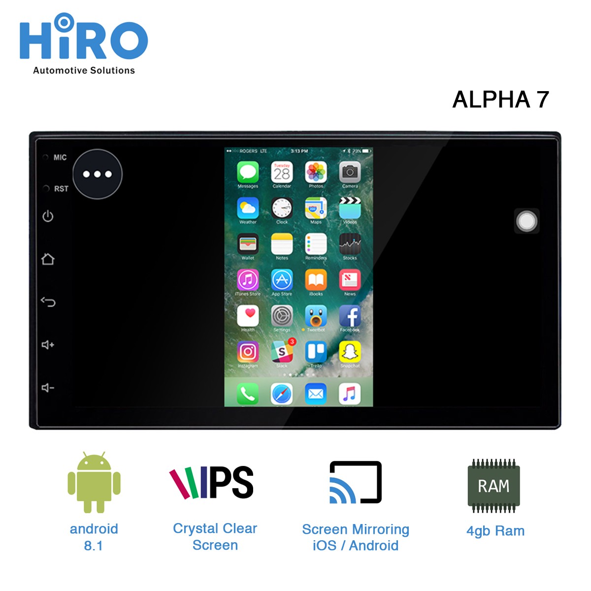HIRODIO ALPHA 7 INCH - ANDROID MIRRORING iOS ANDROID - HIGH QUALITY PRODUCT