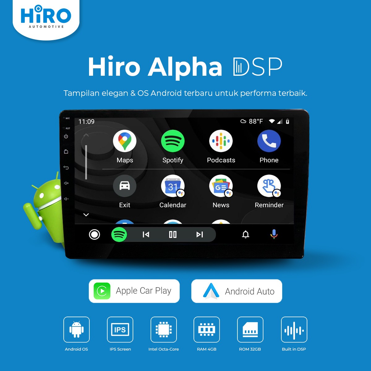 Hiro Alpha DSP - Headunit Android 2Din - Universal 10.1 Inch
