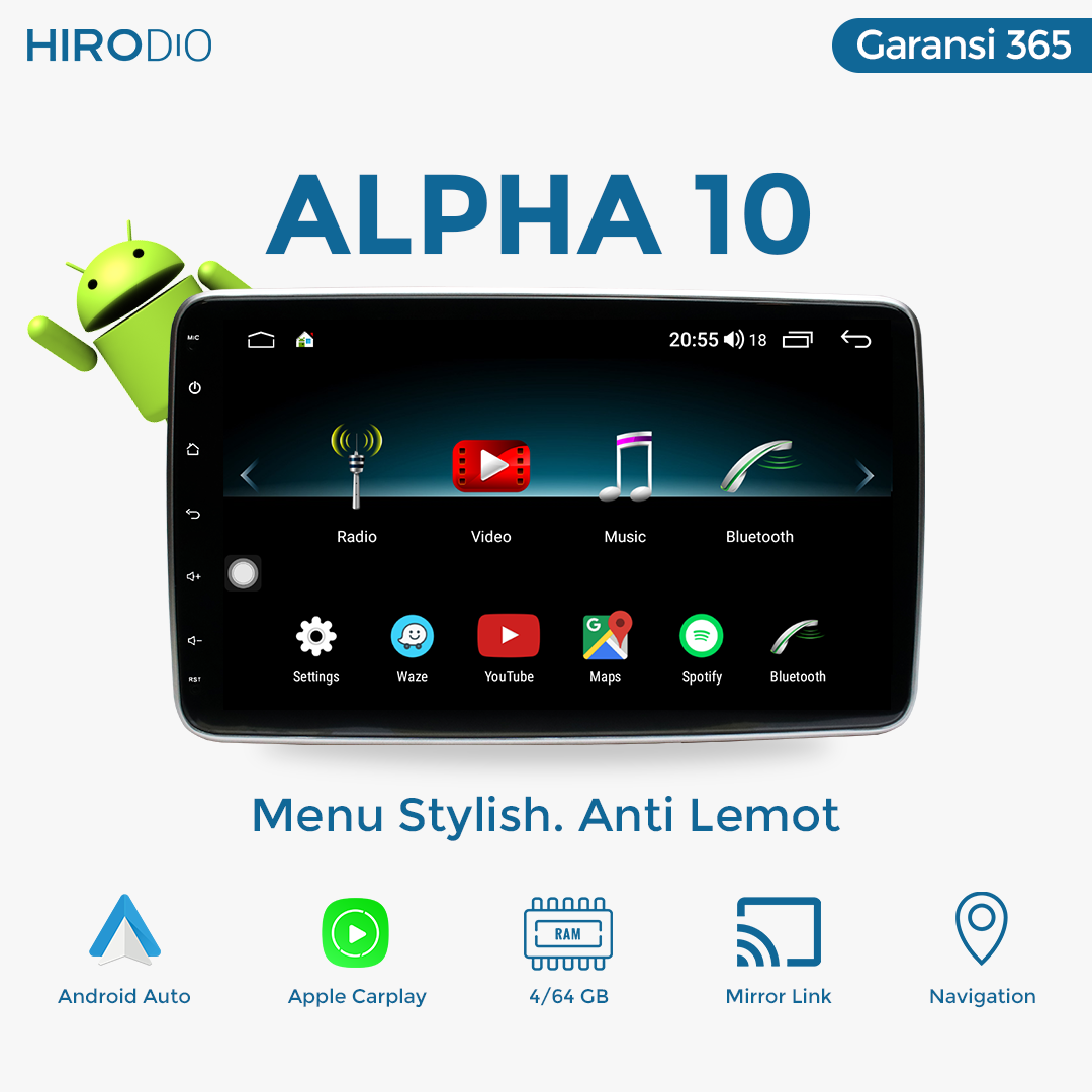 HIRODIO ALPHA 10 INCH - ANDROID MIRRORING iOS ANDROID - IPS 4 + 64GB - HIGH QUALITY PRODUCT